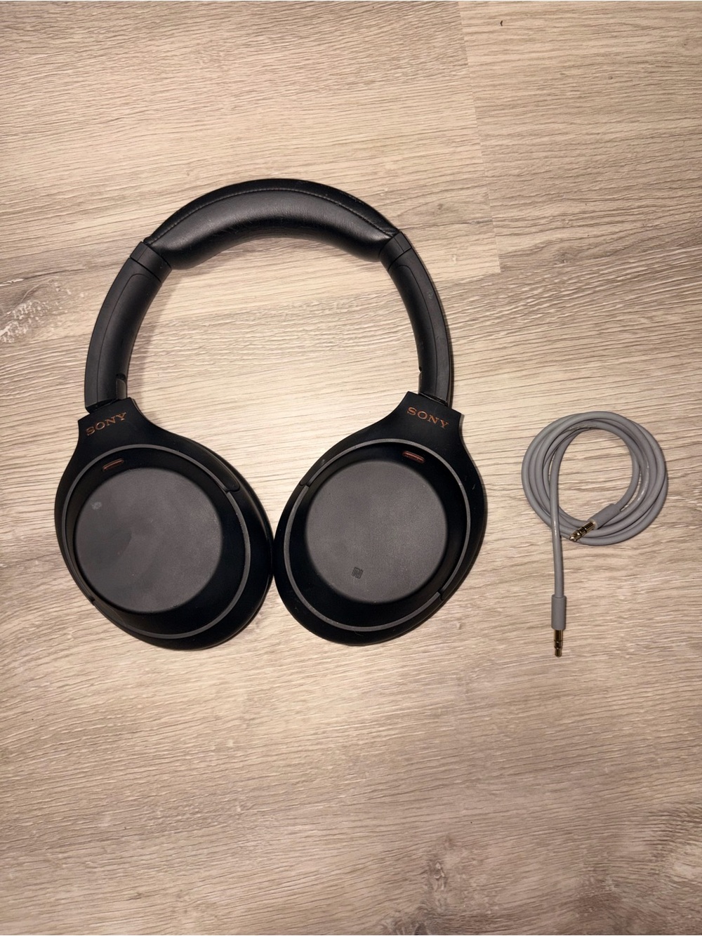 Sony WH-1000XM4 Black Over-Ear Wireless Headphones with Gray Audio Cable